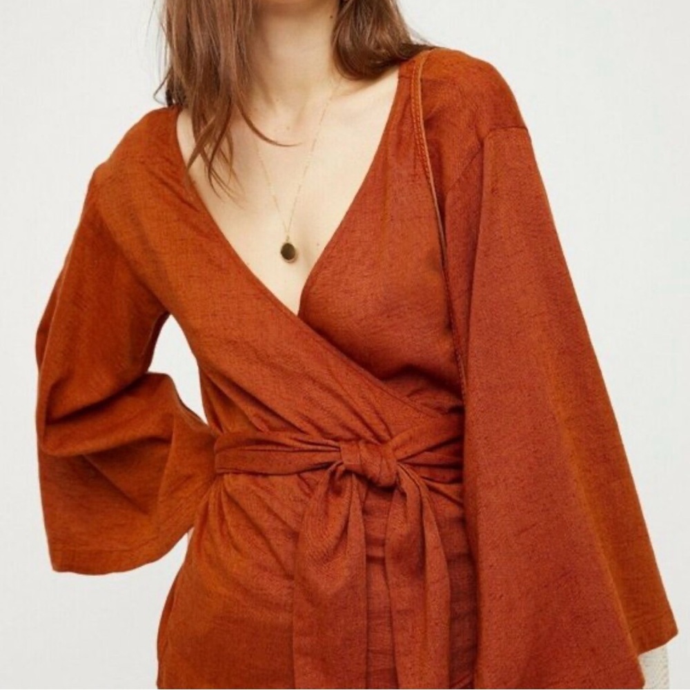 FP Movement by Free People Terracotta Wrap Blouse